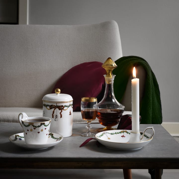 Star Fluted Christmas opbergpot met deksel, wit Royal Copenhagen