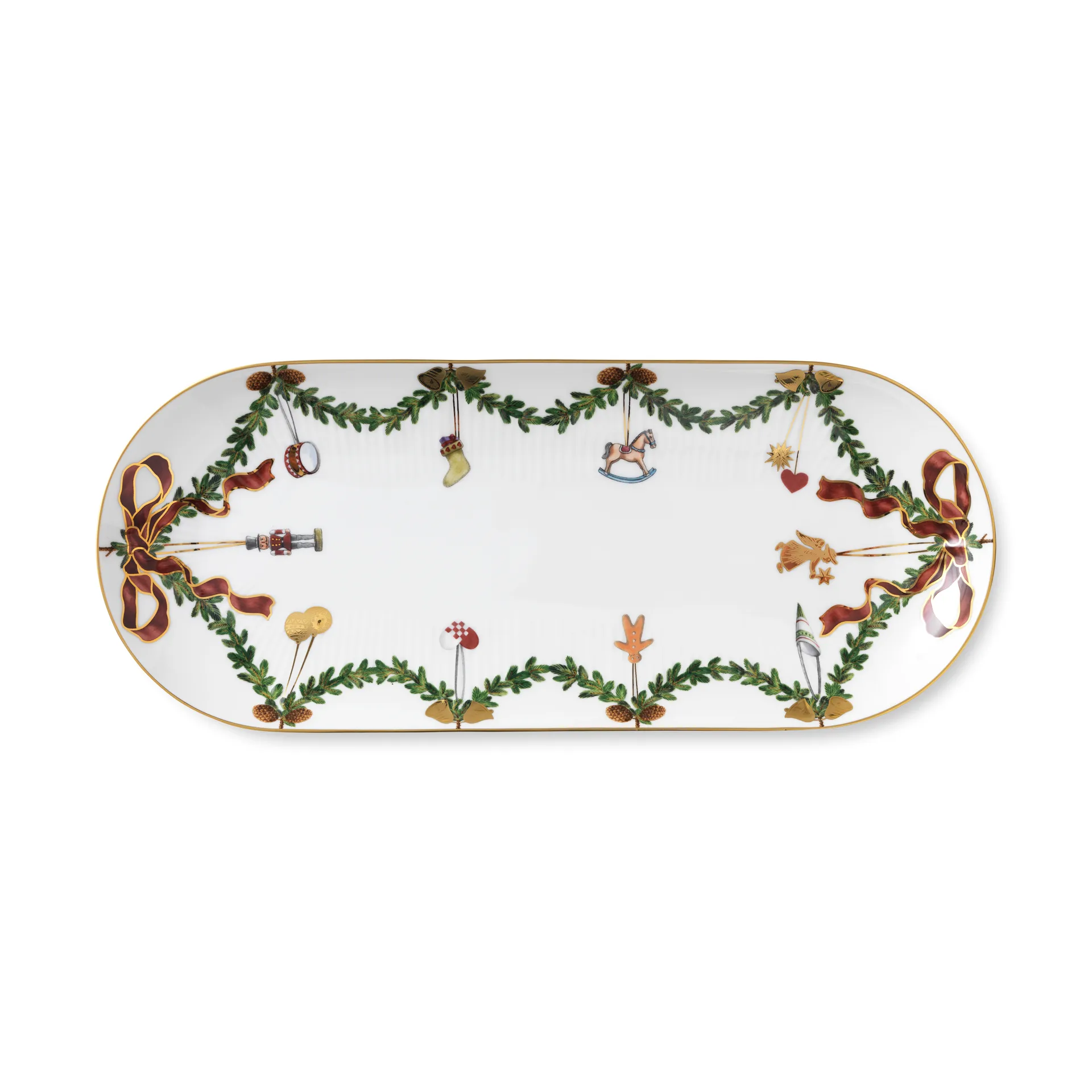 Star Fluted Christmas serveerschaal langwerpig, Ø 39 cm. Royal Copenhagen