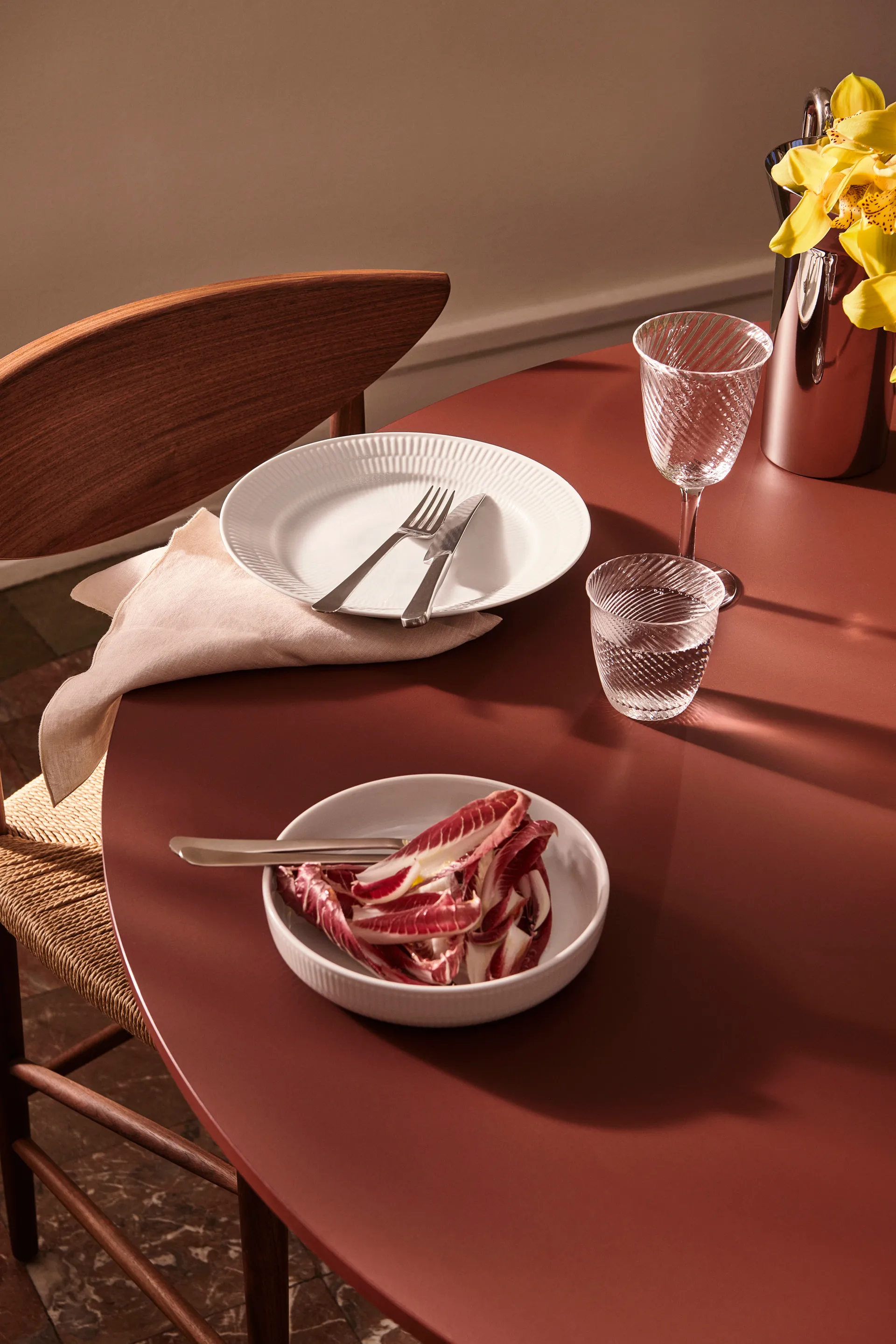 White Fluted bord Ø25 cm, White Royal Copenhagen