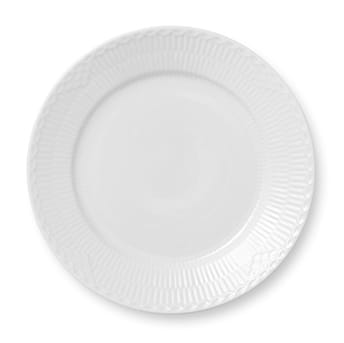 White Fluted Half Lace bord, Ø 22 cm. Royal Copenhagen