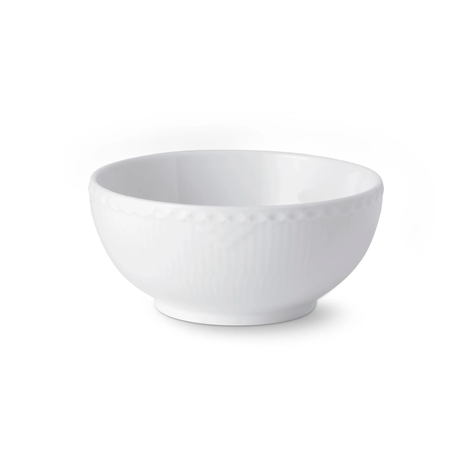White Fluted Half Lace kom, 15 cm Royal Copenhagen