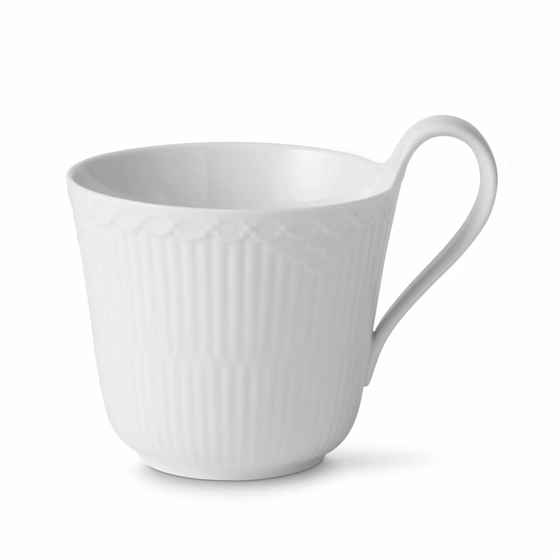 White Fluted Half Lace mok - hoog oor, 33 cl. Royal Copenhagen