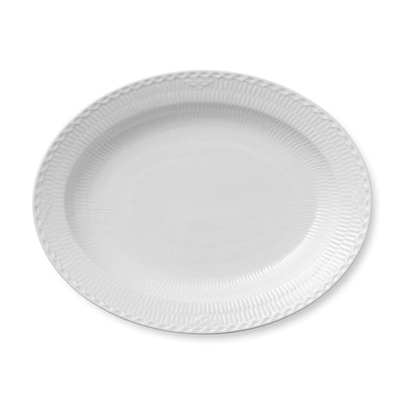 White Fluted Half Lace schotel ovaal 36,5 cm - Wit - Royal Copenhagen