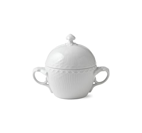 White Fluted Half Lace suikerpot met deksel - 20 cl - Royal Copenhagen