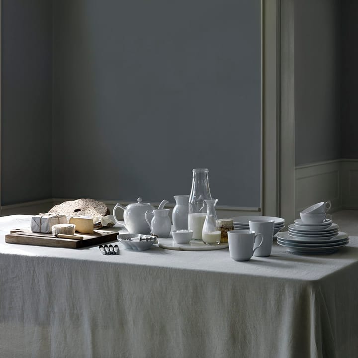 White Fluted Half Lace theekop met schotel - 20 cl. - Royal Copenhagen