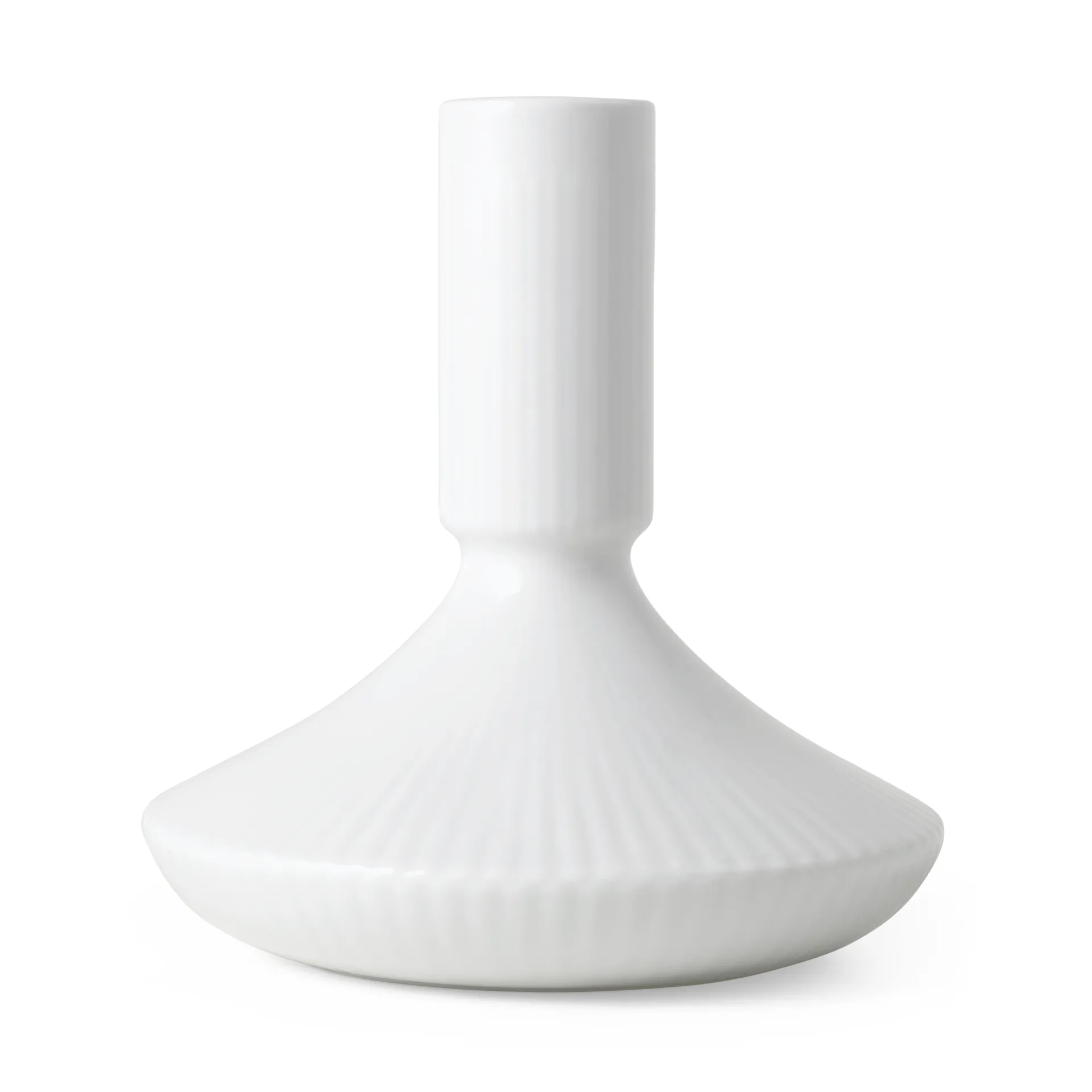 White Fluted kandelaar 12 cm, Wit Royal Copenhagen