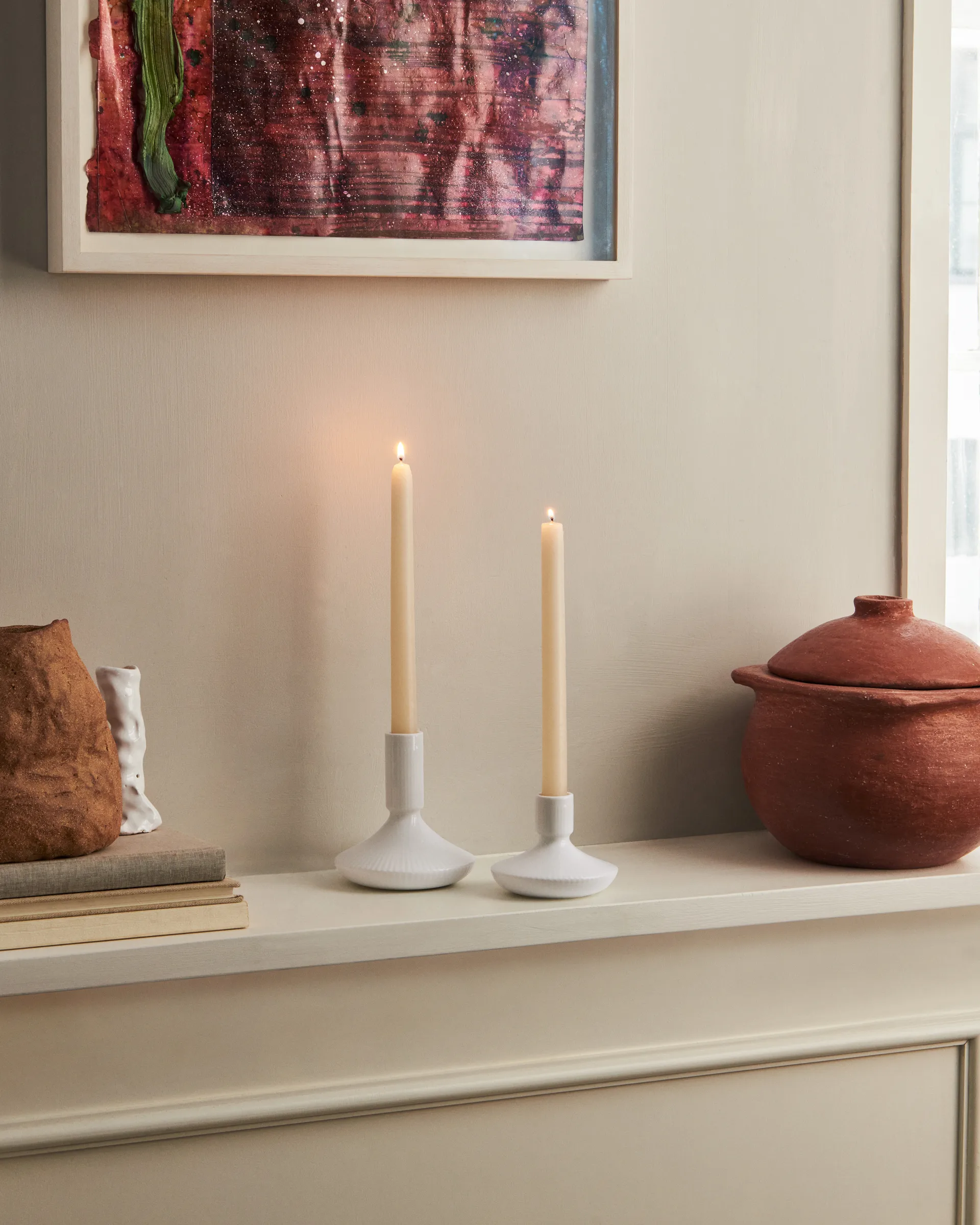 White Fluted kandelaar 12 cm, Wit Royal Copenhagen