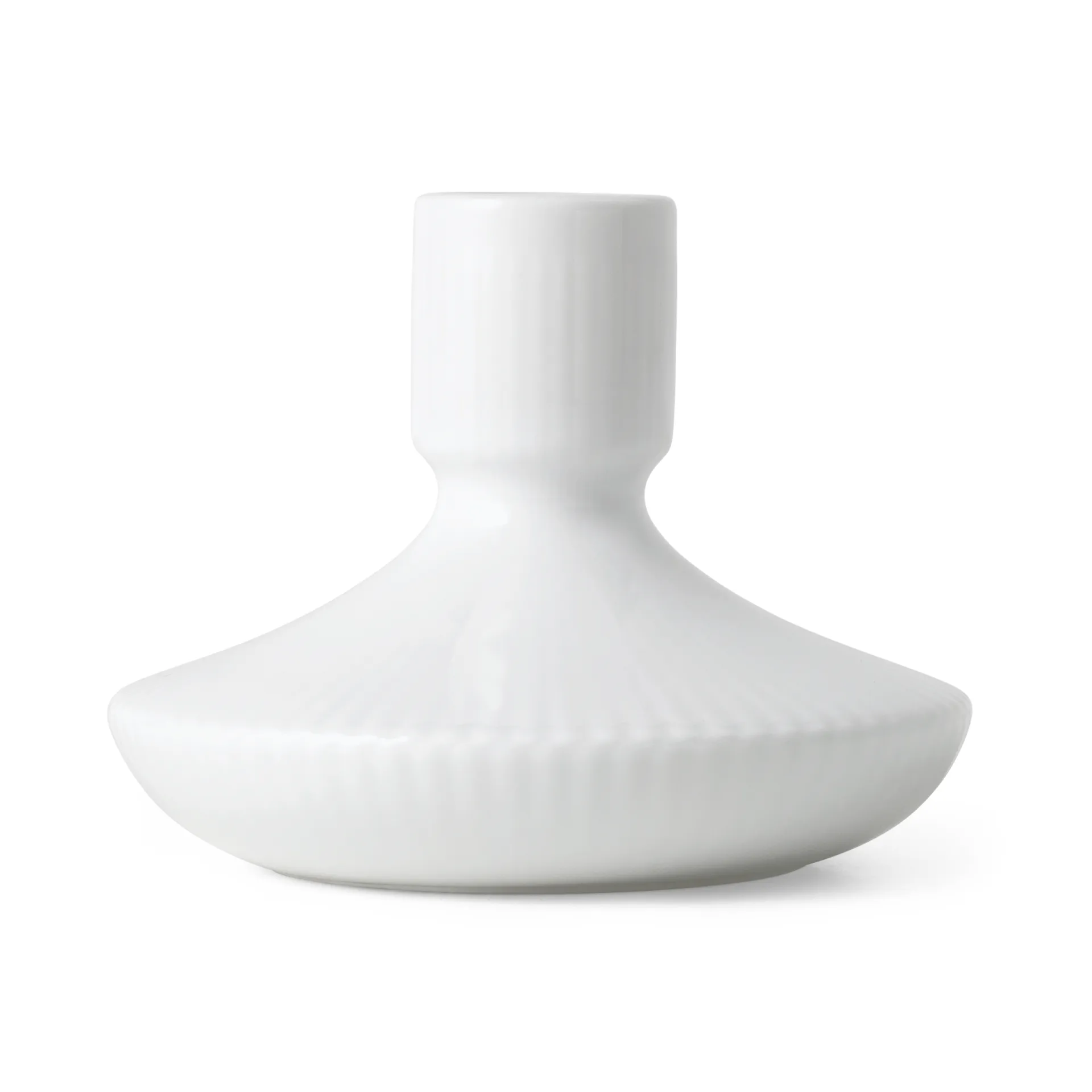White Fluted kandelaar 8 cm, Wit Royal Copenhagen