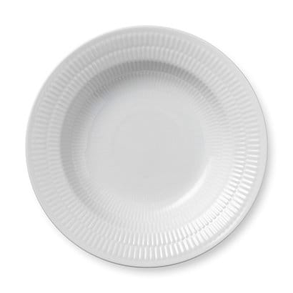 White Fluted pastabord met rand - Ø 21 cm. - Royal Copenhagen