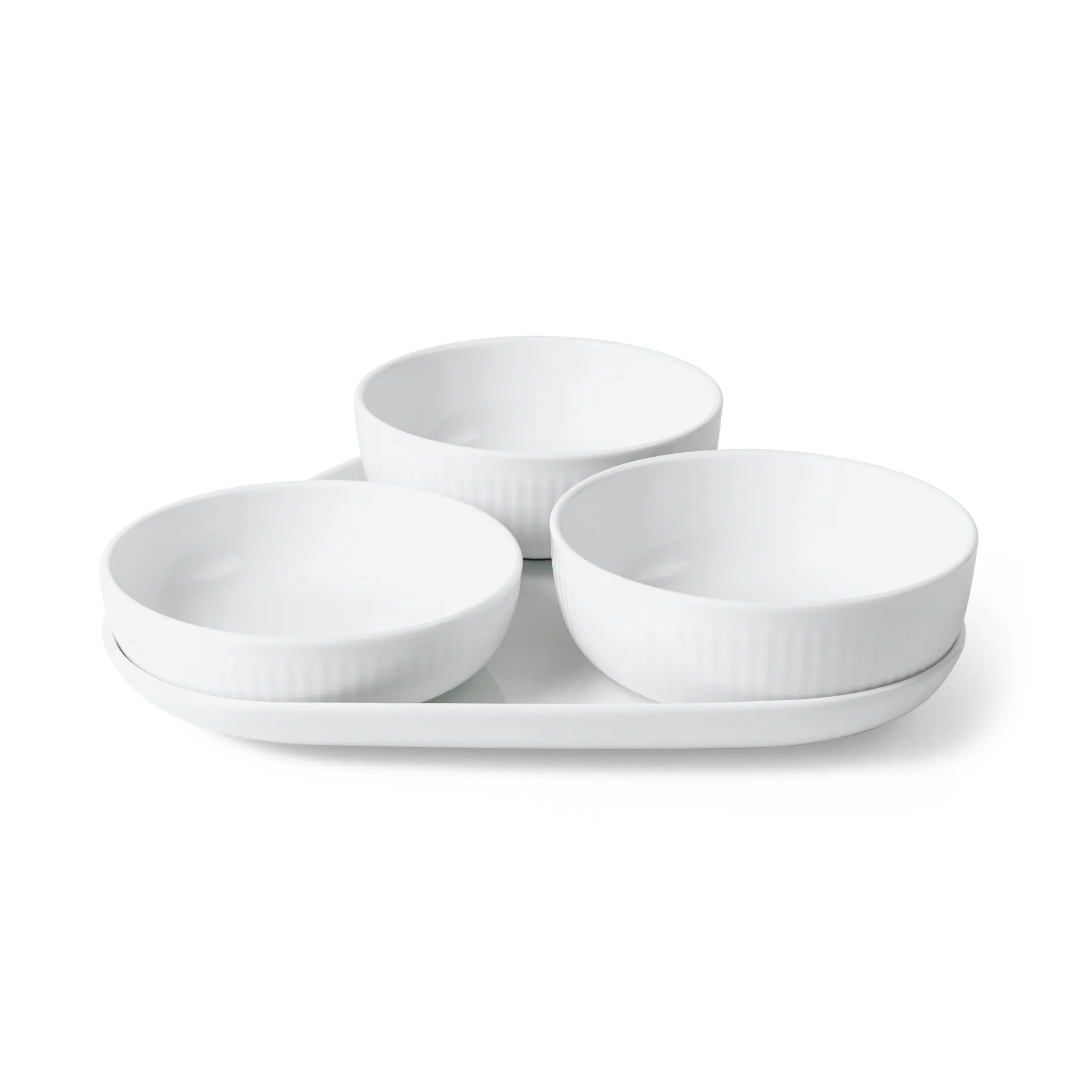 White Fluted serveerset 4-delig, Wit Royal Copenhagen