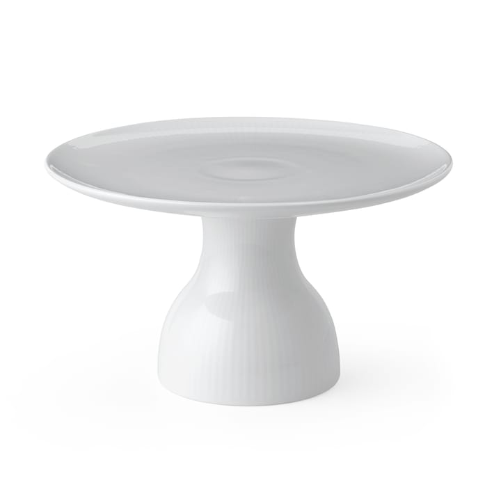 White Fluted taartbord op voet Ø20 cm., Wit Royal Copenhagen