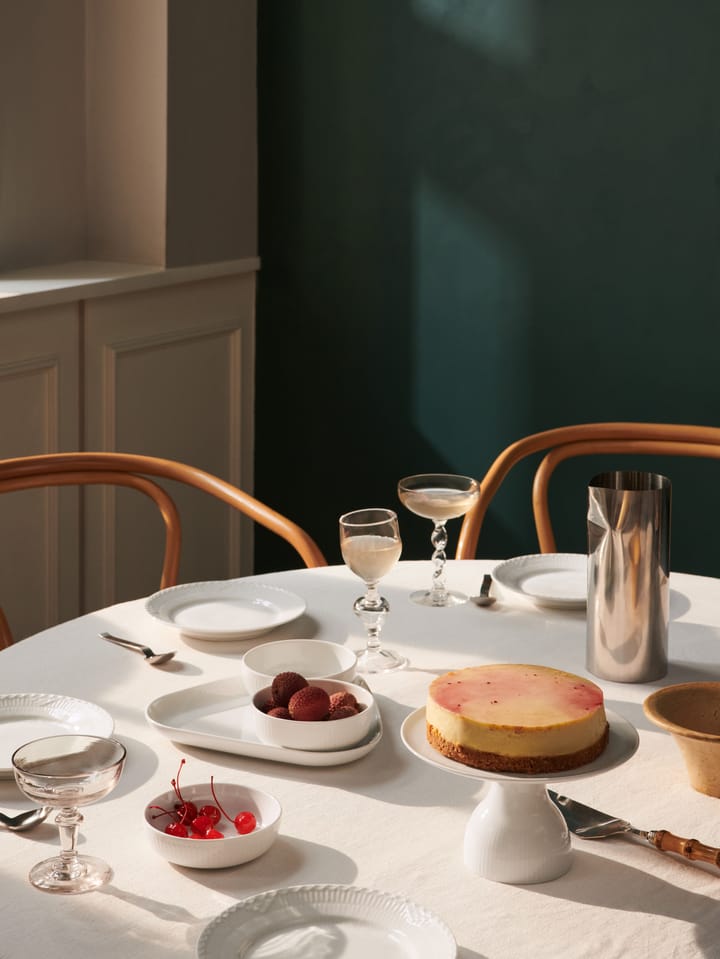 White Fluted taartbord op voet Ø20 cm., Wit Royal Copenhagen