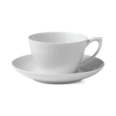 White Fluted theekop met schotel, 28 cl Royal Copenhagen