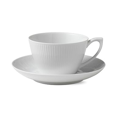 White Fluted theekop met schotel - 28 cl - Royal Copenhagen