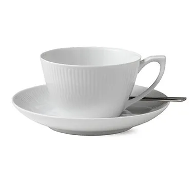 White Fluted theekop met schotel, 28 cl Royal Copenhagen