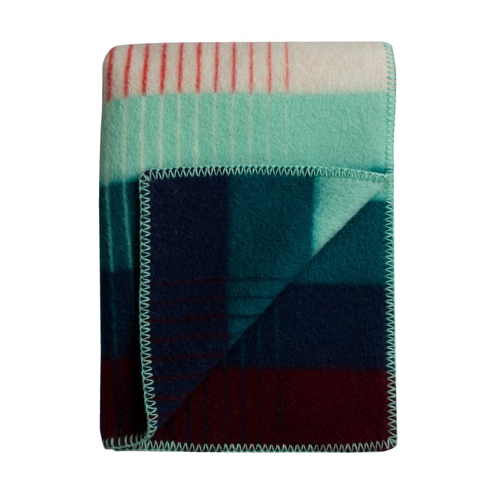Åsmund gradient deken 135x200 cm, Red-turquoise Røros Tweed