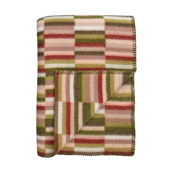 Ida deken 135x200 cm, Olive burgundy Røros Tweed