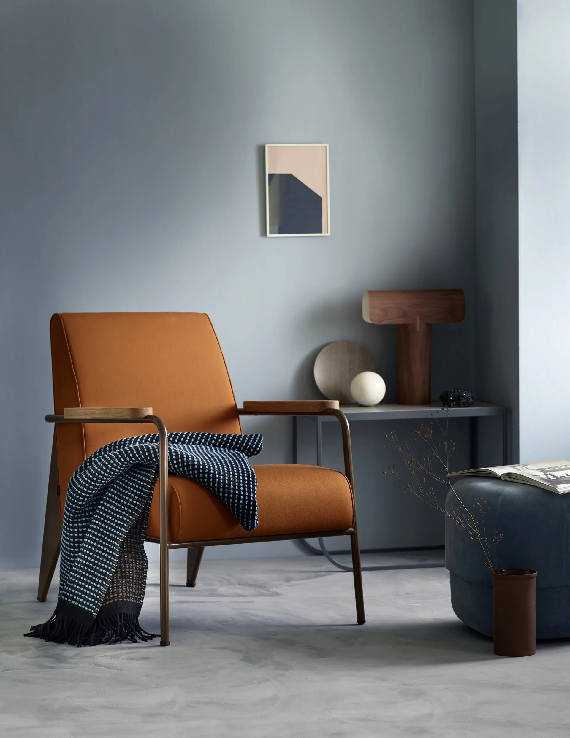 Lofoten deken 150x210 cm, Blue-mule Røros Tweed