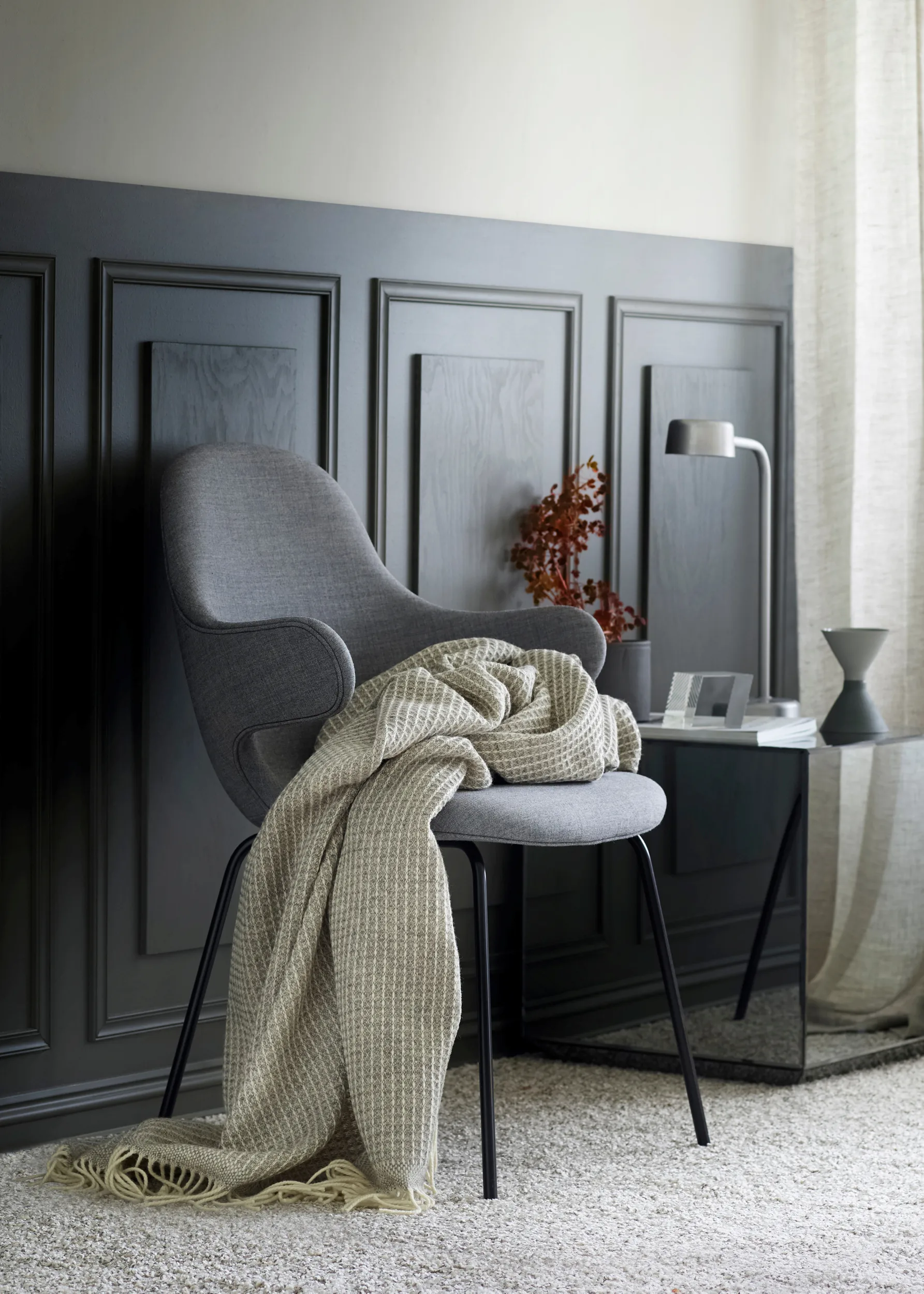 Vega deken 150x210 cm, Grey Røros Tweed