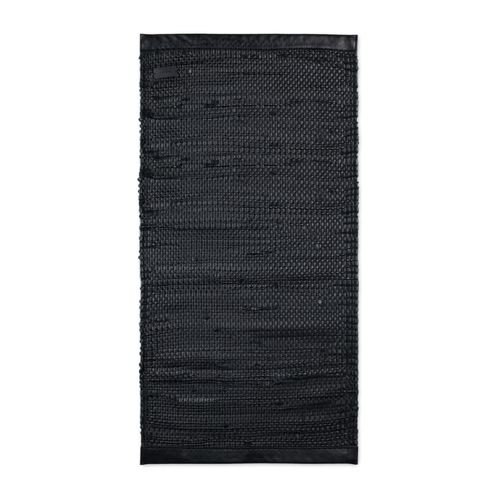 Calf Leather Porto vloerkleed 65x135 cm - Matte Black - Rug Solid