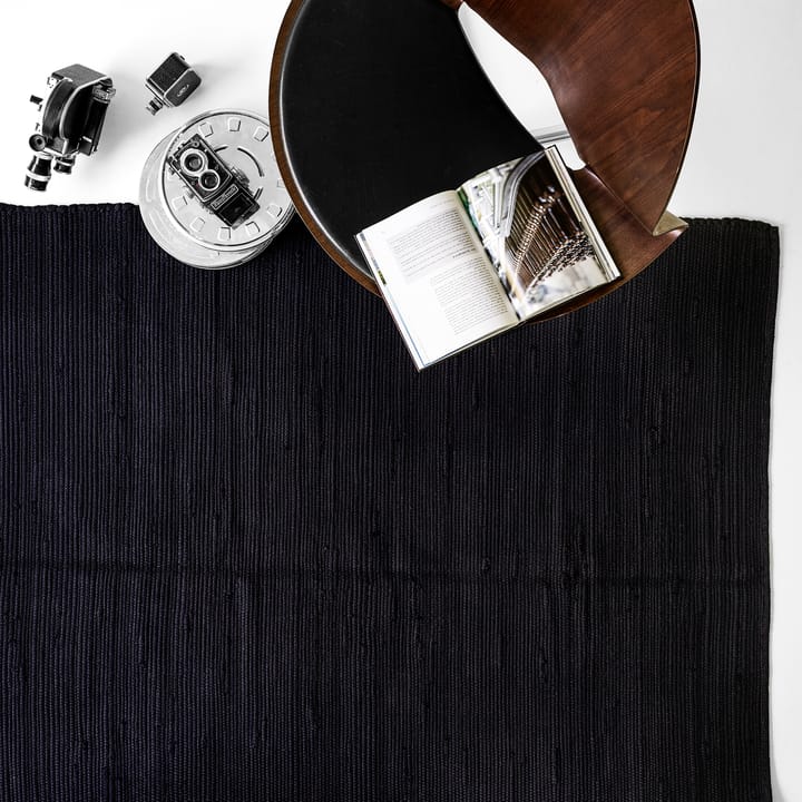 Cotton vloerkleed 140 x 200 cm. - black (zwart) - Rug Solid
