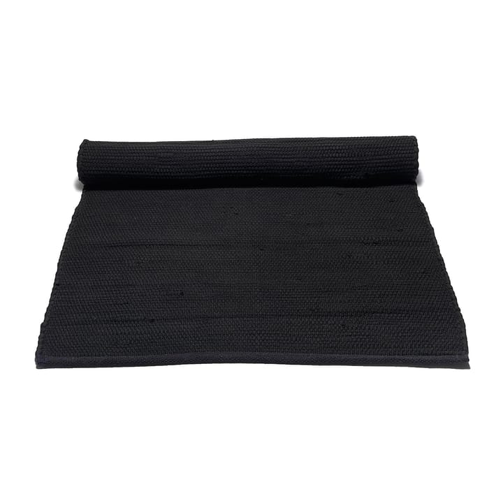Cotton vloerkleed 140 x 200 cm. - black (zwart) - Rug Solid