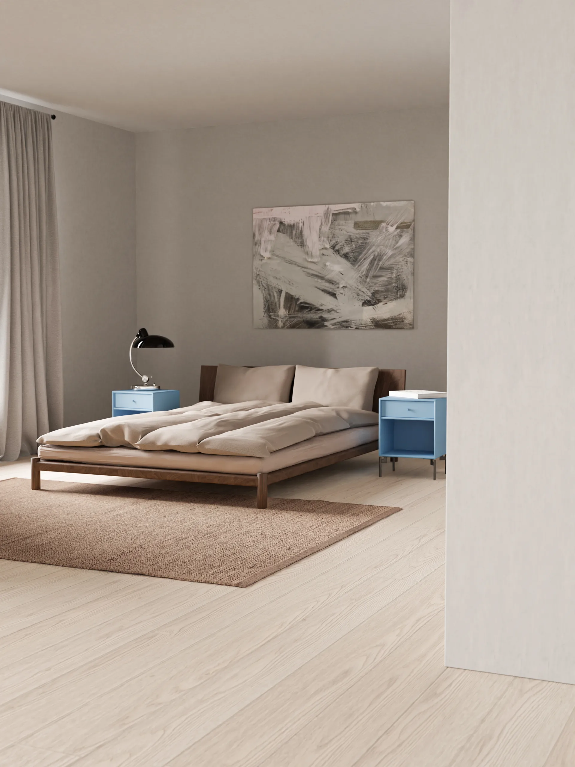 Cotton vloerkleed 140 x 200 cm., Nougat Rug Solid