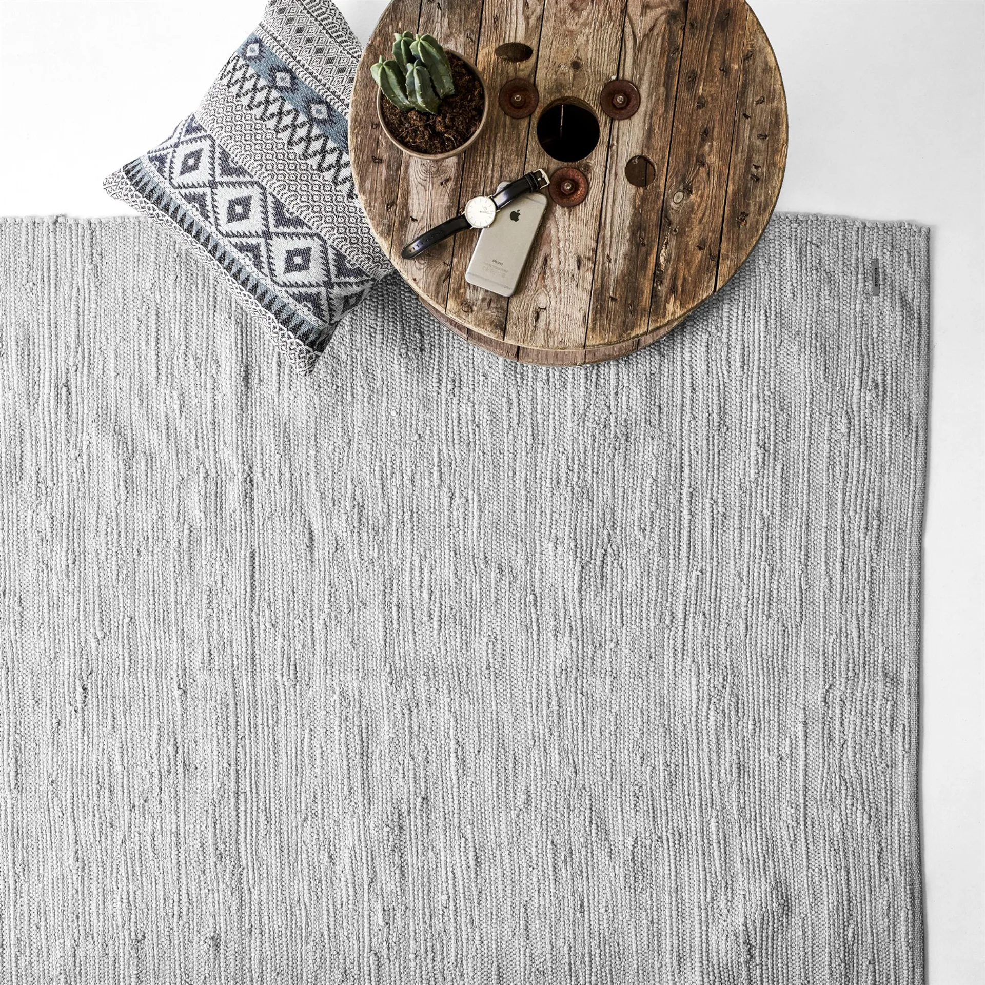 Cotton vloerkleed 170 x 240 cm., light grey (lichtgrijs) Rug Solid