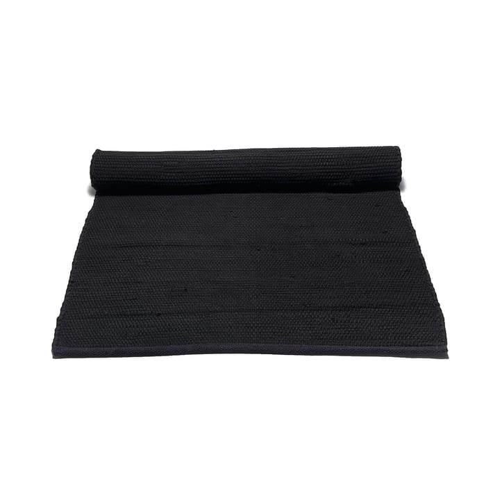 Cotton vloerkleed 60 x 90 cm. - black (zwart) - Rug Solid