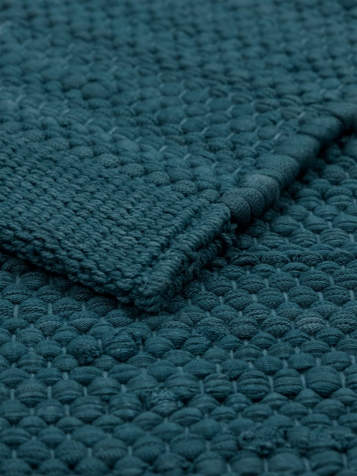 Cotton vloerkleed 65 x 135 cm., Petroleum (petrolblauw) Rug Solid