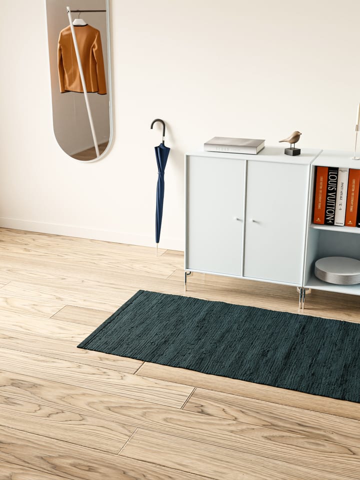 Cotton vloerkleed 65 x 135 cm., Petroleum (petrolblauw) Rug Solid