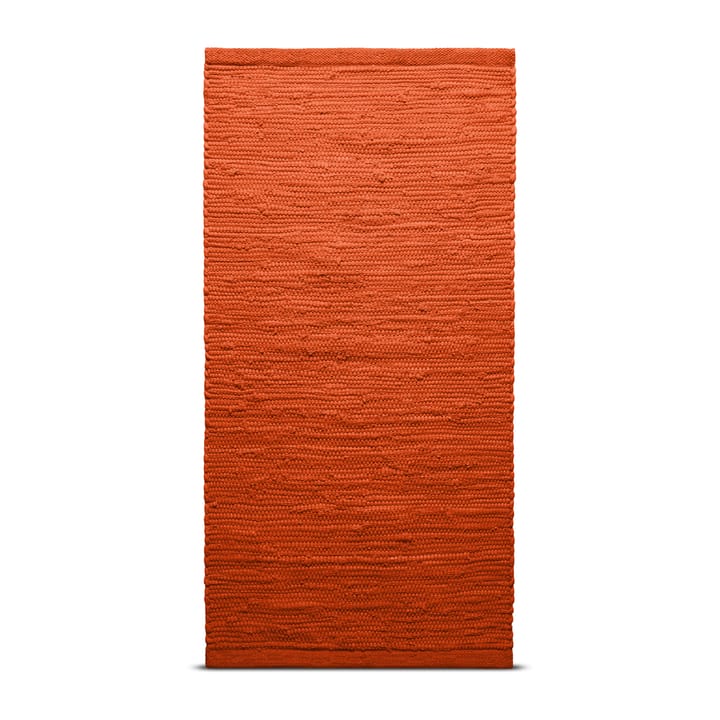 Cotton vloerkleed 65 x 135 cm. - Solar orange (oranje) - Rug Solid