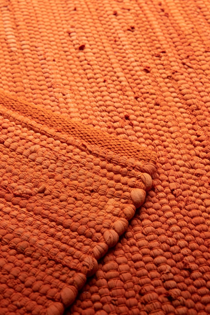Cotton vloerkleed 65 x 135 cm. - Solar orange (oranje) - Rug Solid