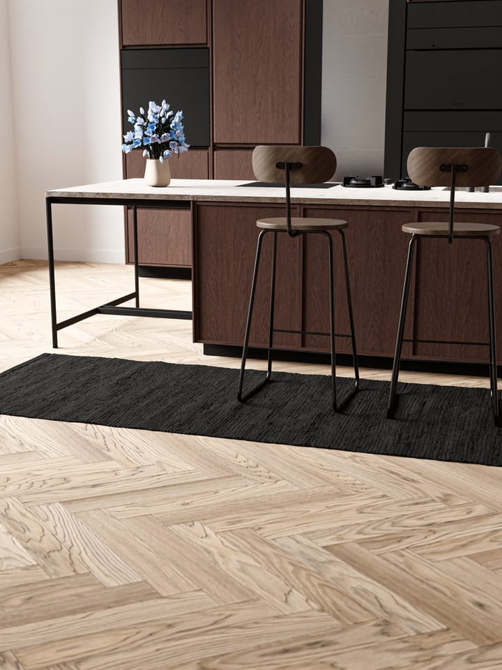 Cotton vloerkleed 75 x 300 cm., Charcoal Rug Solid