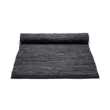 Leather vloerkleed 60 x 90 cm. - black (zwart) - Rug Solid