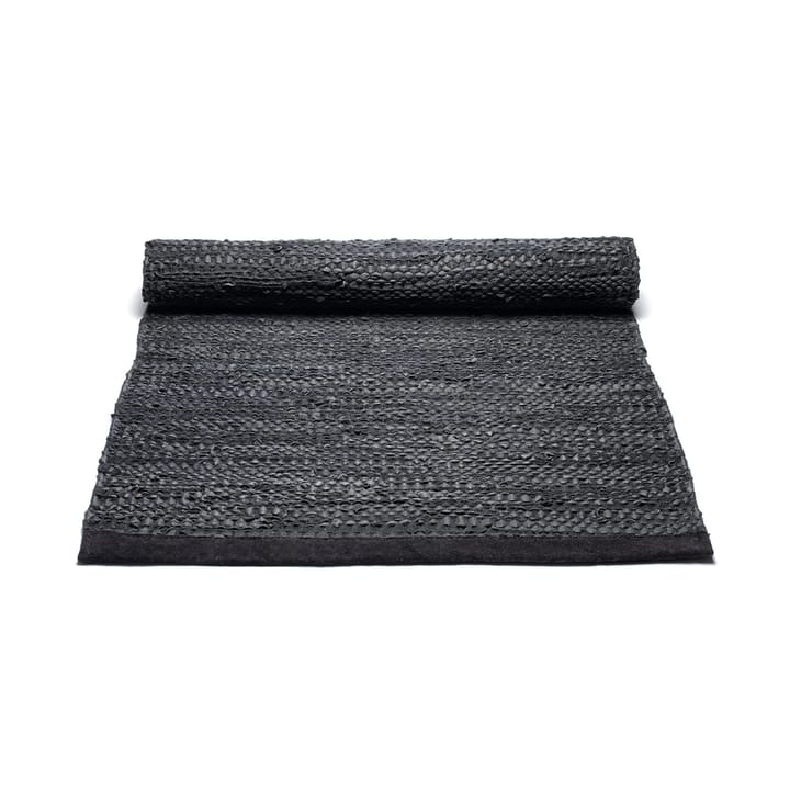 Leather vloerkleed 60 x 90 cm., black (zwart) Rug Solid