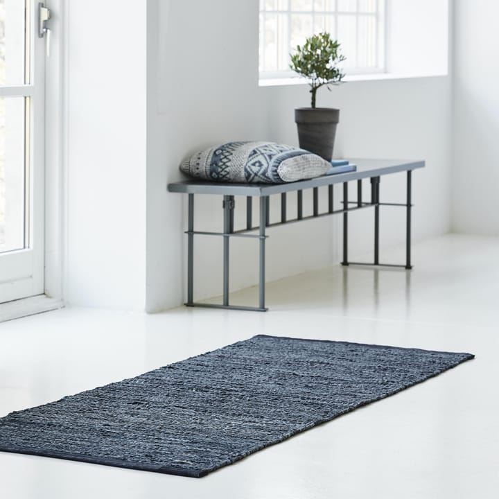 Leather vloerkleed 60 x 90 cm. - dark grey (donkergrijs) - Rug Solid