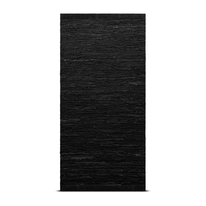 Leather vloerkleed 65 x 135 cm. - black (zwart) - Rug Solid