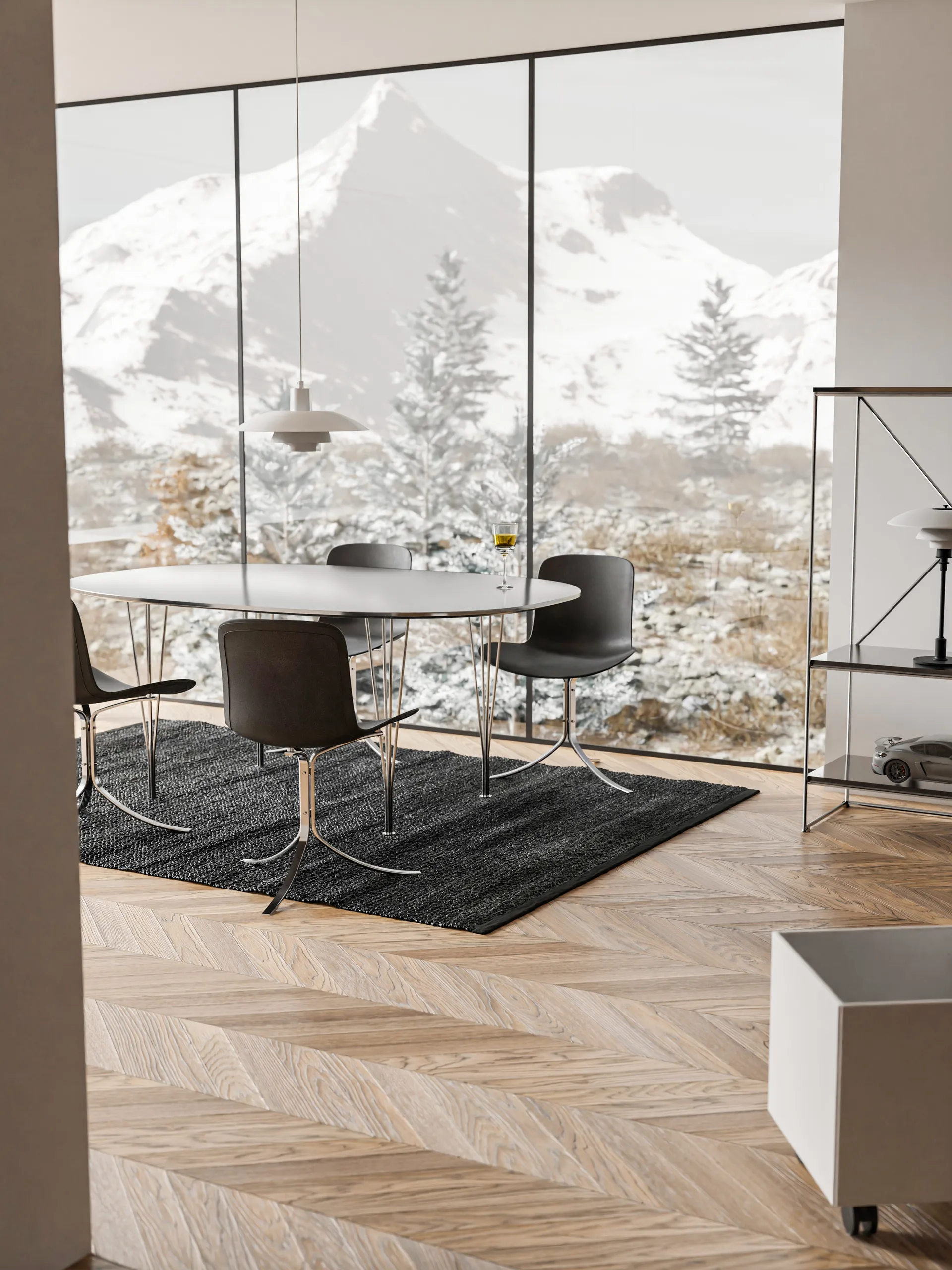 Leather vloerkleed 65 x 135 cm., black (zwart) Rug Solid