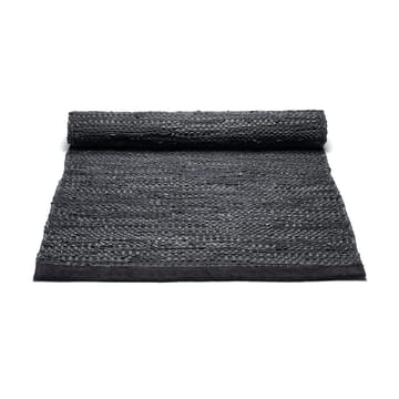 Leather vloerkleed 65 x 135 cm. - black (zwart) - Rug Solid
