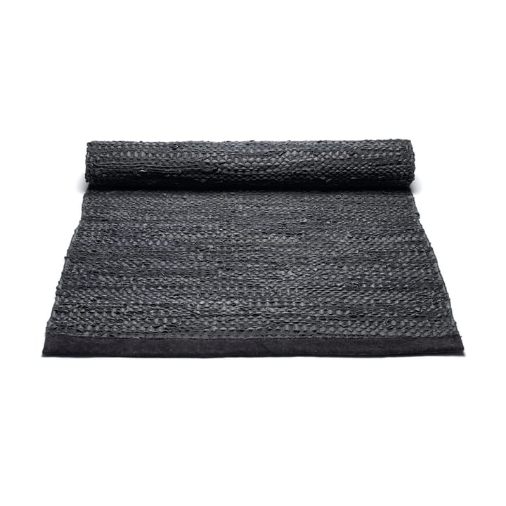 Leather vloerkleed 65 x 135 cm., black (zwart) Rug Solid