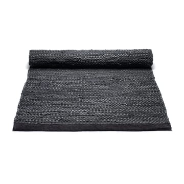 Leather vloerkleed 75 x 200 cm. - black (zwart) - Rug Solid