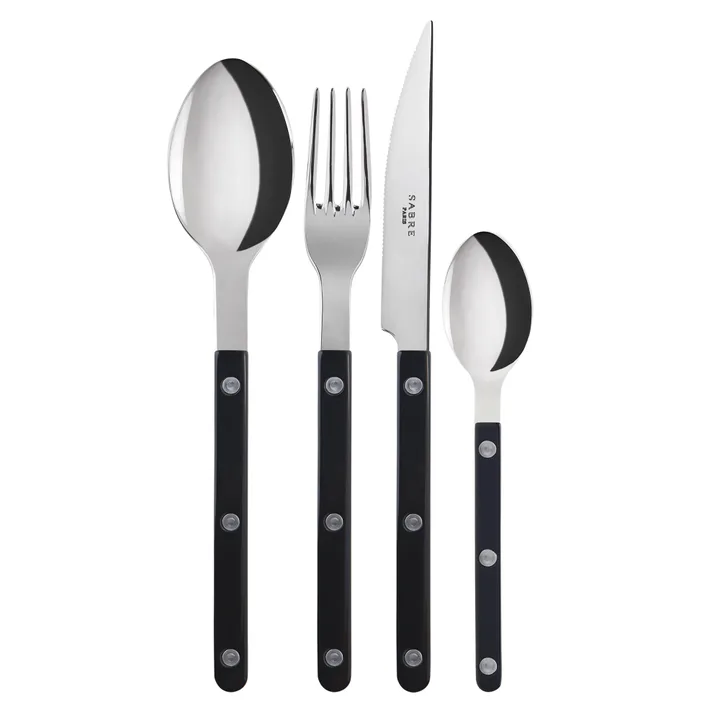 SABRE PARIS - Tafelbestek, 5-delig - Icon - mes, vork, eetlepel, theelepel & taartvork - roestvrij staal & acryl - vaatwasmachinebestendig - lichtblauw
