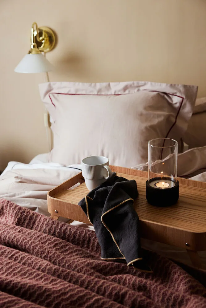 Carl dekbedovertrekset 150x210 cm, Beige-bordeauxrood Sagaform