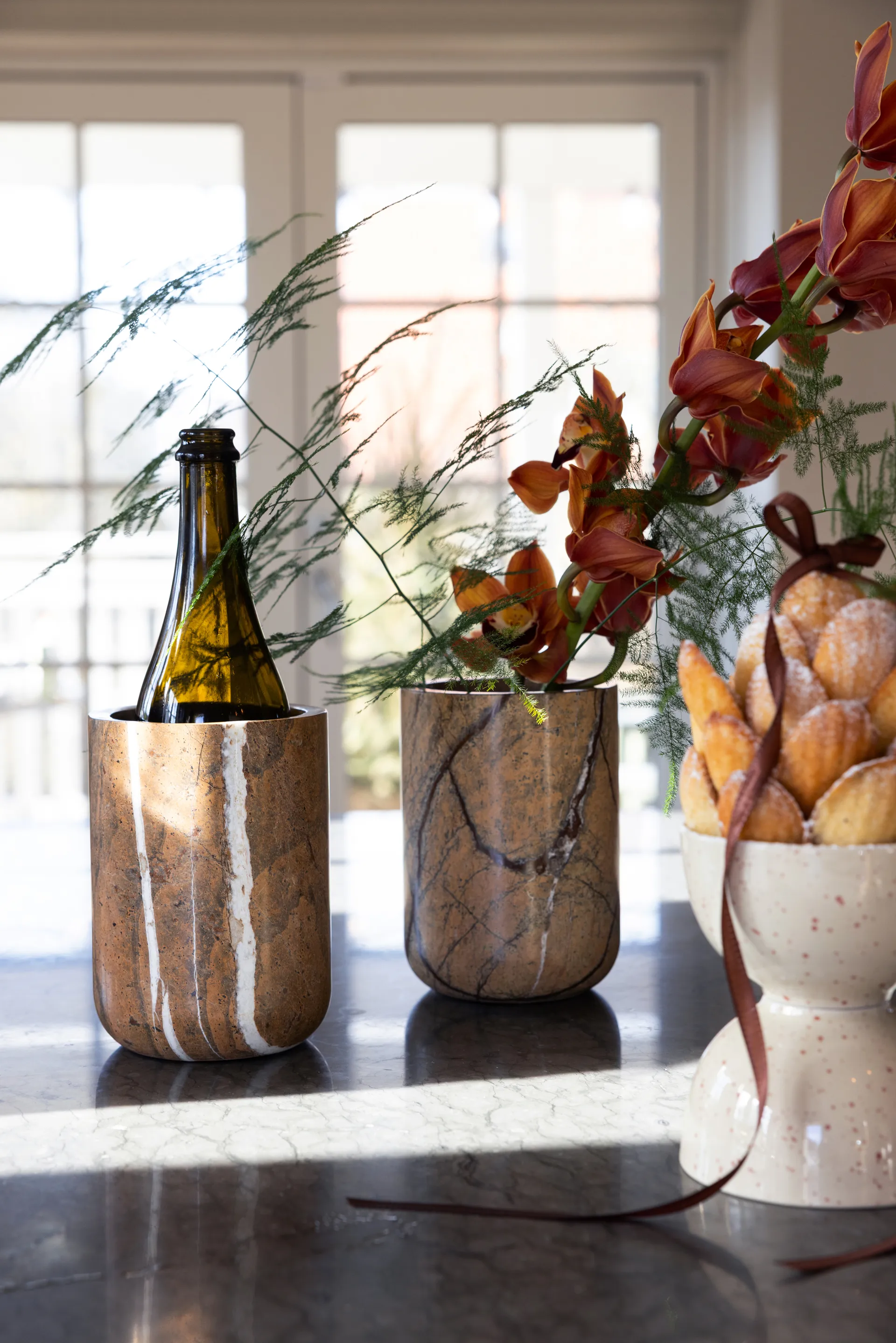 Ditte kom 2-pack, Beige-wijnrood Sagaform