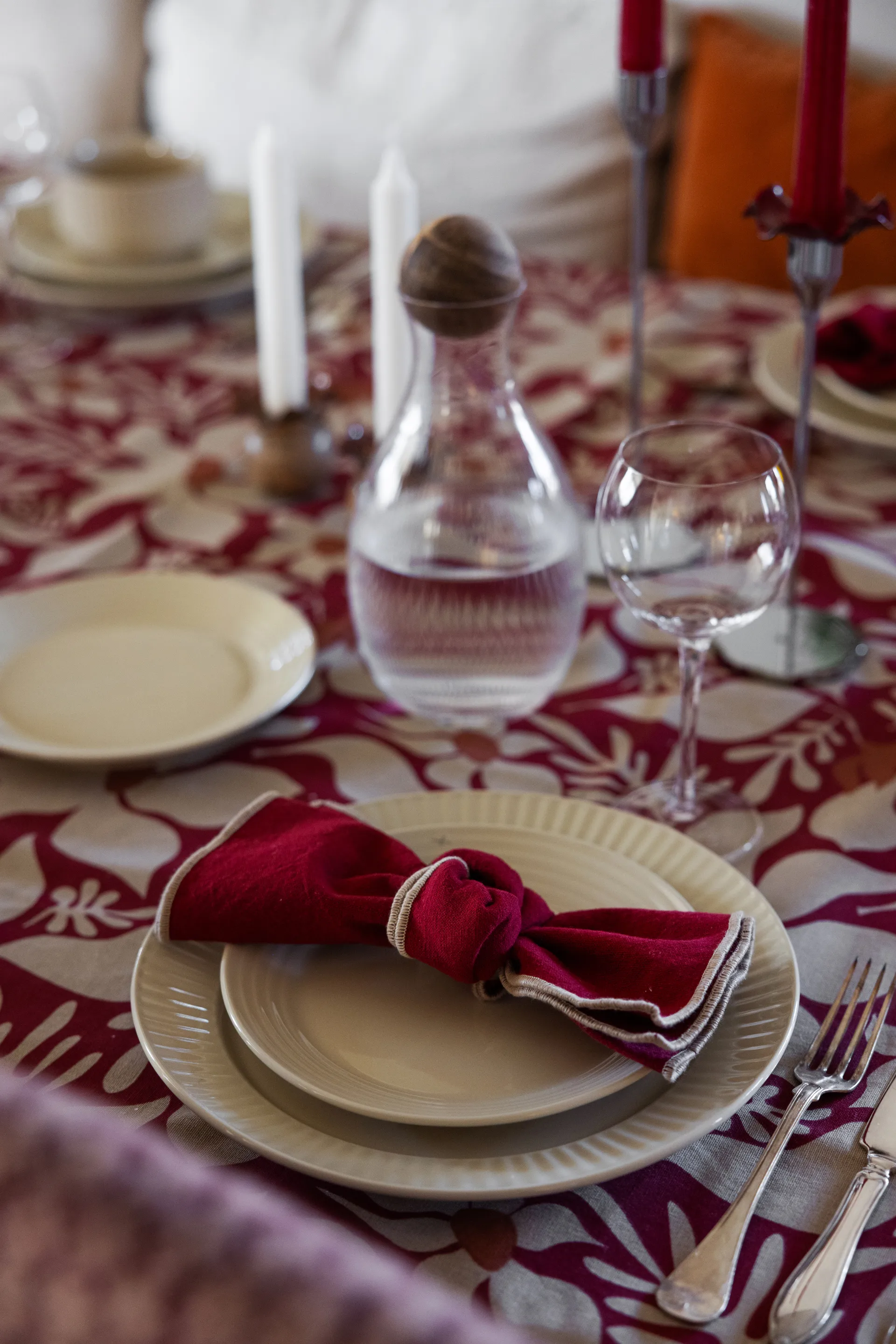 Edith servet 45x45 cm 2-pack, Bordeauxrood Sagaform