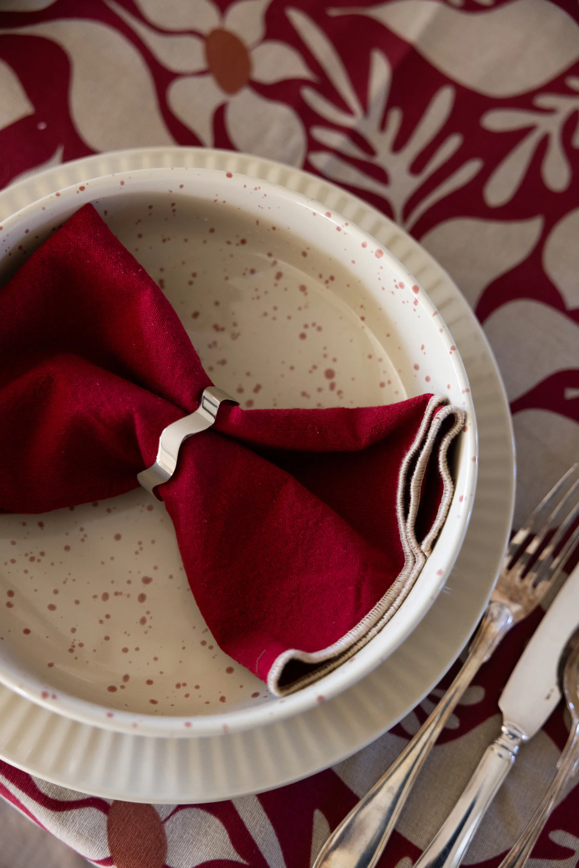 Edith servet 45x45 cm 2-pack, Bordeauxrood Sagaform