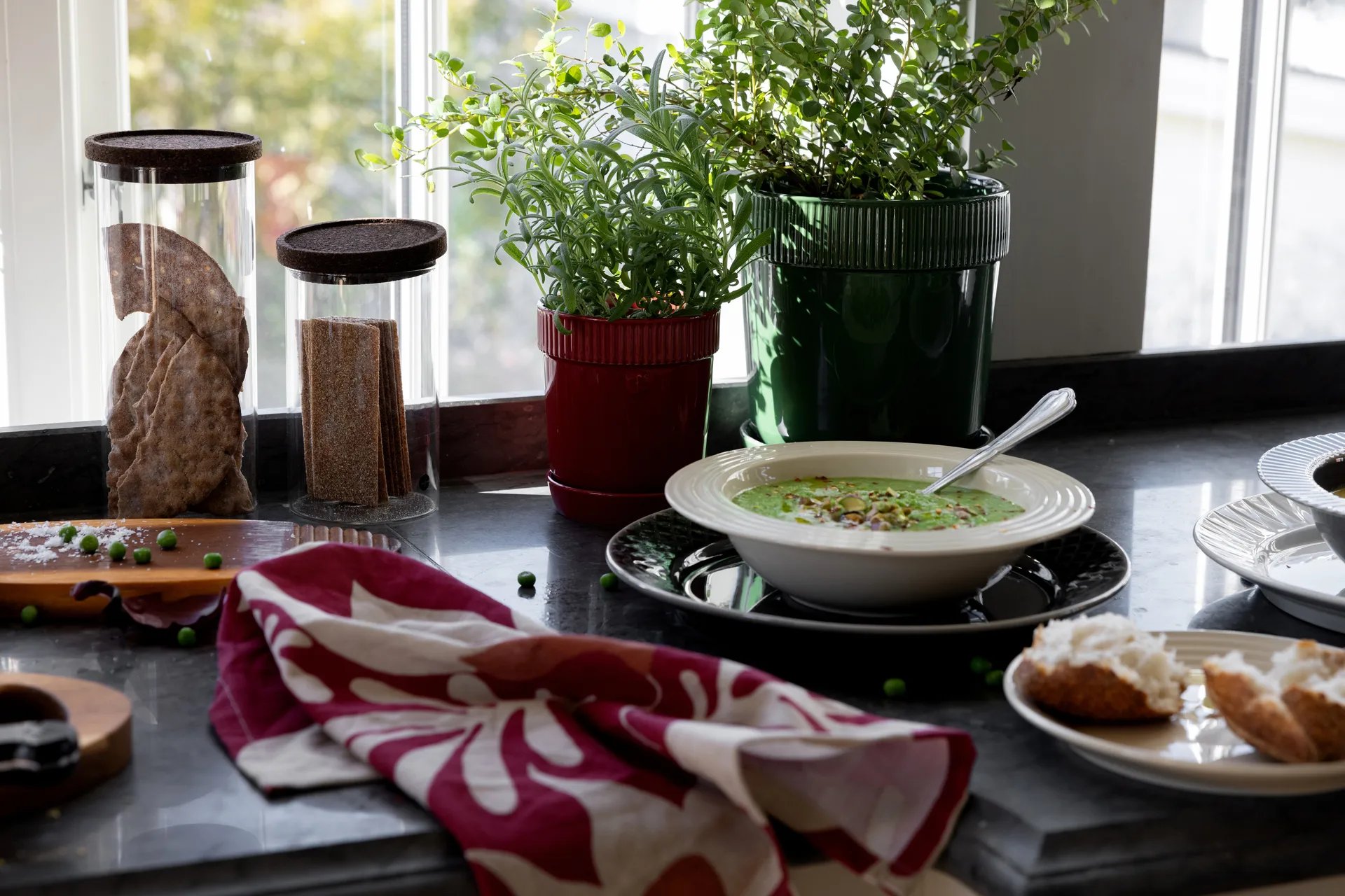 Edith theedoek 50x70 cm 2-pack, Wijnrood Sagaform