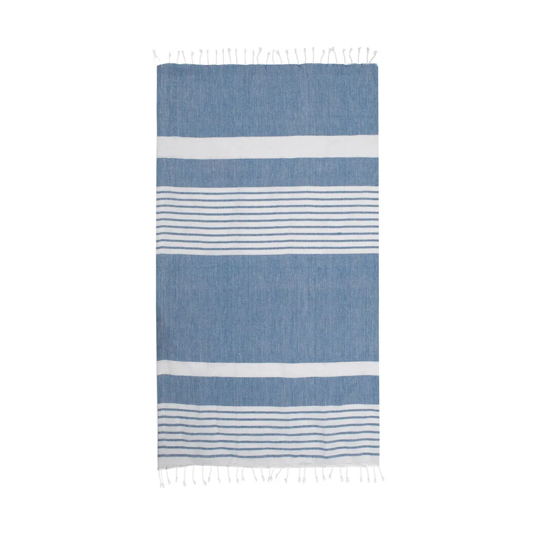 Ella hamam gestreepte badhanddoek 145x250 cm, Blauw Sagaform