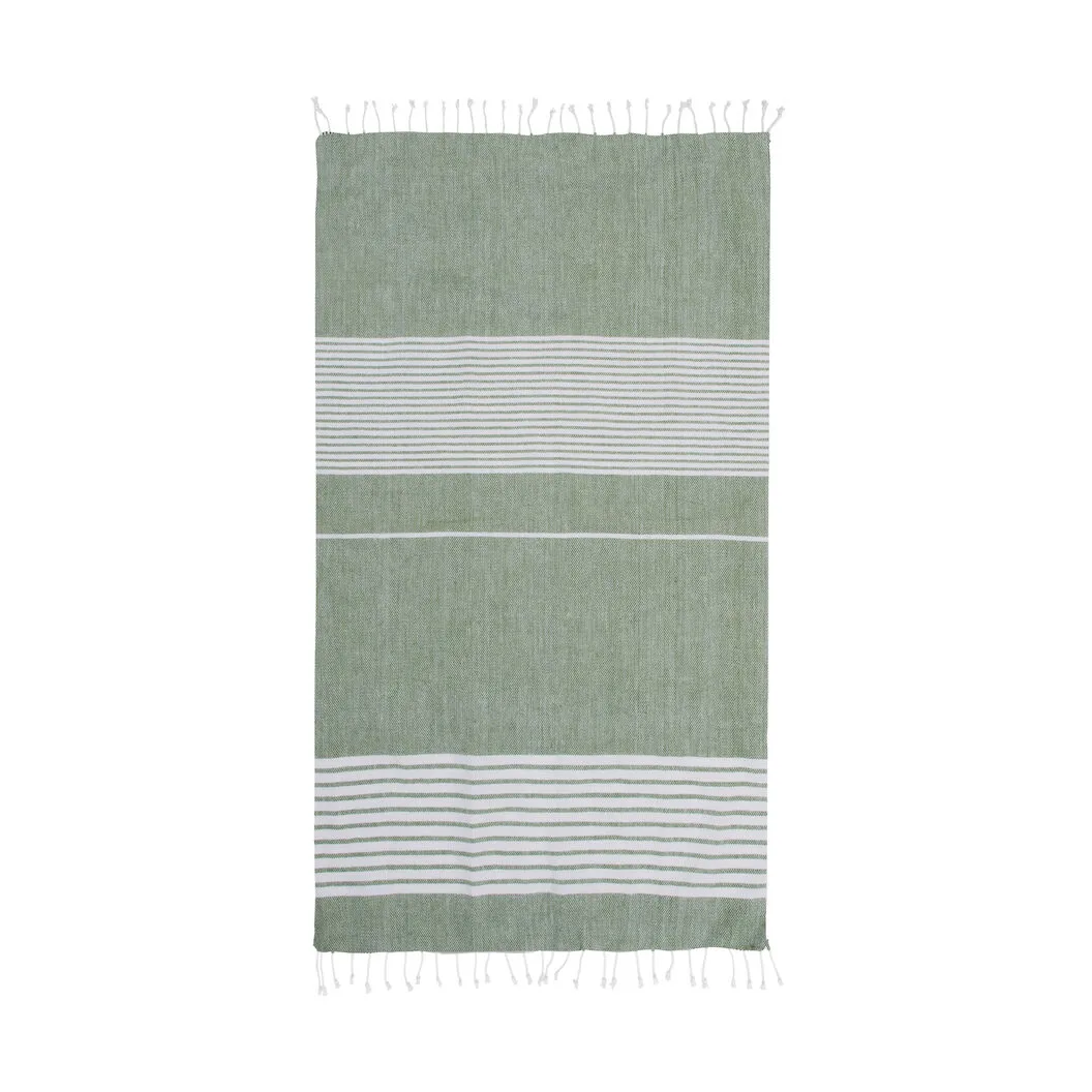 Ella hamam gestreepte badhanddoek 145x250 cm, Groen Sagaform
